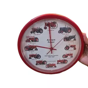 Antique Power Tractors Clock International 1923 - 1967 Vintage Round Red Al's - Picture 1 of 2