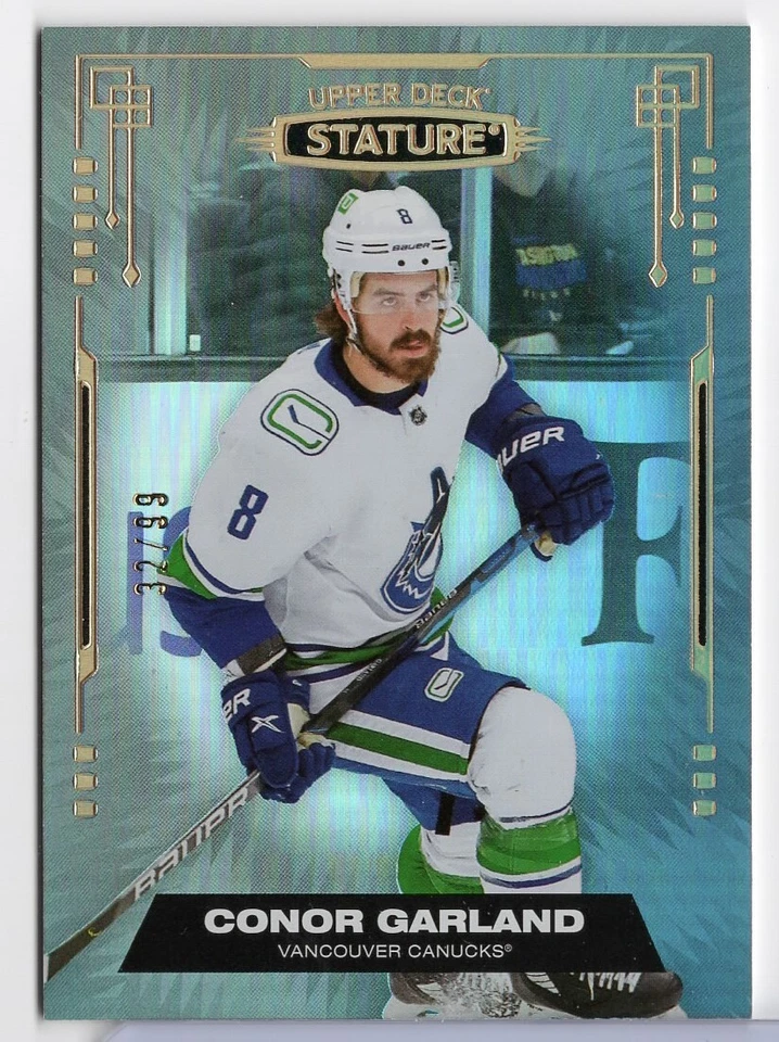 2021-22 Stature Conor Garland #31 Canucks Base Photo Variation SN# /99 - Image 1 of 1