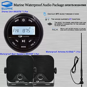 Marine Audio Package w/ Waterproof Boat Radio Receiver for ATV UTV RV Yacht - Picture 1 of 20