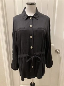 NWT Black Streetwear Society Shirt SZ L Adjustable Sleeves Adjustable Waist Nice - Picture 1 of 12