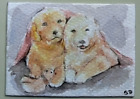 ACEO Original Painting Art Card dog 100% Hand Painting