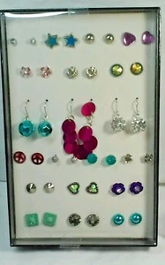 Earrings 20 Pairs costume gift box Gift New 17 posts & 3 wire pairs - Picture 1 of 5