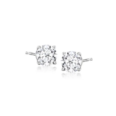 Ross-Simons 1.00 ct. t.w. Lab-Grown Diamond Stud Earrings in Sterling Silver - Image 1 of 4
