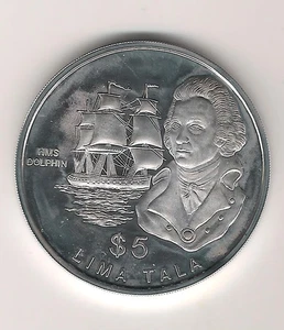 TOKELAU, 5 TALA PLATA (27,21 grs ley 925 mls) 1989 HMS DOLPHIN PROOF - Imagen 1 de 2