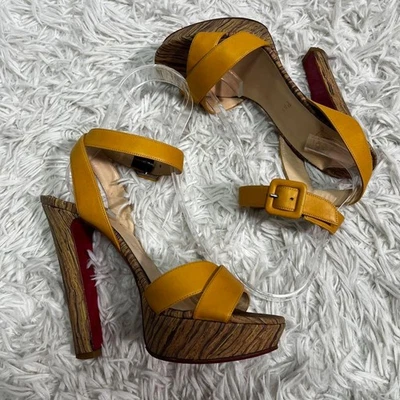 Christian Louboutin Mujer Mules Sandalias Tacón Cuero Amarillo EU 38 124776K ... - Imagen 1 de 4