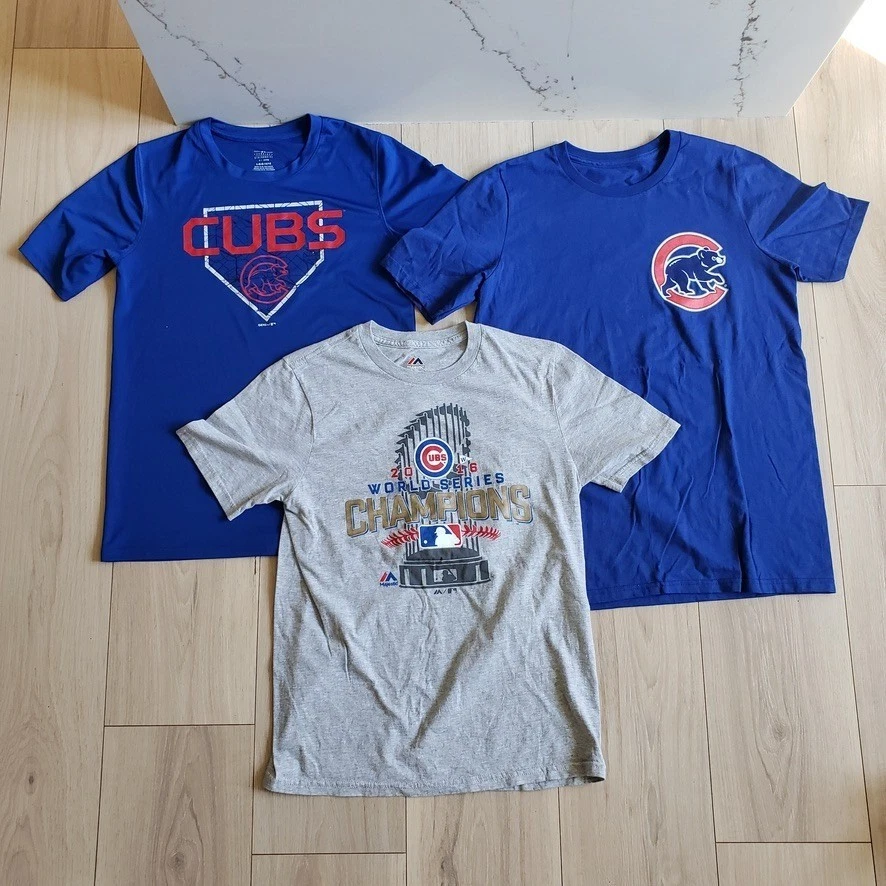 3 Pack Chicago Cubs T Shirts Youth L 14 16 Blue Gray Majestic MLB Shirt Lot - Image 1 of 4