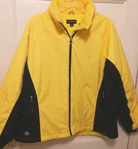 New Lands' End Ladies Size XL 18-20 Yellow & Black Zip Hooded All Weather Jacket - Picture 1 of 13
