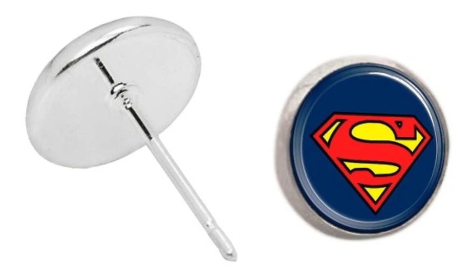 Aretes abovedados de vidrio azul escudo Superman de DC Comics Foto 1 de 1