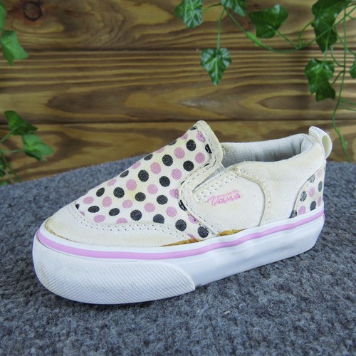 VANS Sneakers Bambina Pois Tg T 8 Medium Bianco Tessuto Slip On