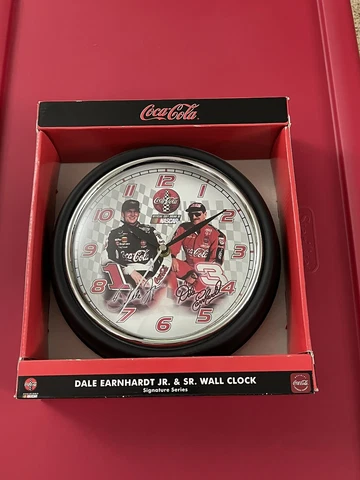 Brand New In Box NASCAR Coca-Cola Dale Earnhardt Jr. & Sr. Wall Clock! Cover