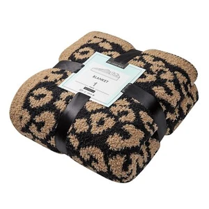 Fuzzy Leopard Knitted Throw Blanket Soft Cozy Warm Microfiber Blanket for Cou... - Picture 1 of 8