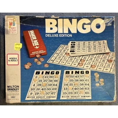 Vtg BINGO Milton Bradley Wood Counters Manual Cards 1974 Deluxe Edition - Image 1 of 3