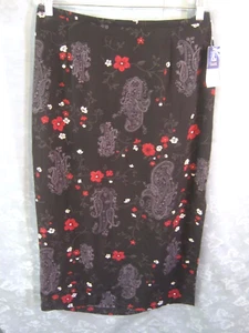 Hillard & Hanson Paisley & Floral on Black Skirt Size XL NWT Back Zip & Elastic - Picture 1 of 6