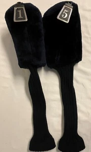 Black Fur & Knit Golf Club Wood Covers #1 & #5 EC! - Picture 1 of 1
