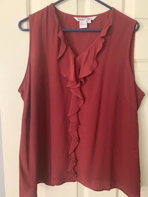 WinterSilks большой с оборками бордовый блузка без рукавов 100% шелк - Изображение 1 из 4