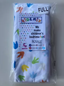 Dinosaur Full Sheet Set White Kids - Flat, Fitted, Two Pillow Cases KidzMix NEW - Picture 1 of 2