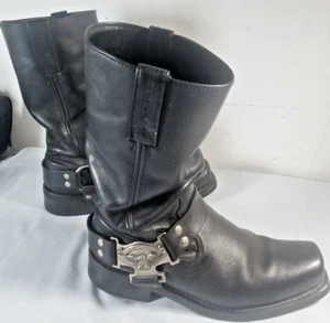 Harley Davidson Boots Mens 8 Eagle Harness Black Leather Motorcycle Riding 98408 - Picture 1 of 24