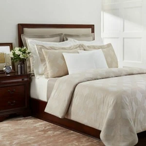 Frette Motif Arredo Queen Duvet Cover 2 Shams1 Euro Beige Jacquard Sateen $1425 - Picture 1 of 9