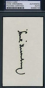 Hank Greenberg Signed 3x5 Index Card Psa/dna Coa Authentic Autograph - Picture 1 of 1