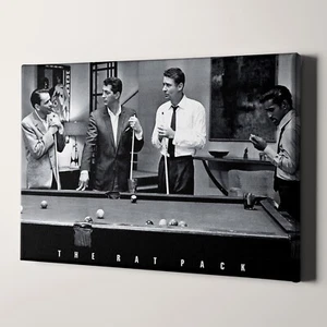 The Rat Pack Playing Pool in Ocean's 11 Canvas Wall Art Print - Picture 1 of 7