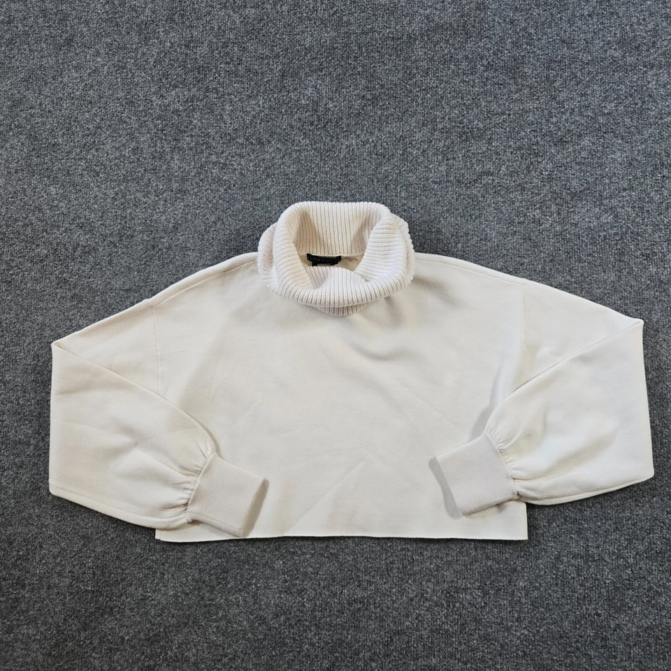 Suéter Alice Olivia Mujer Talla Mediana Blanco Cuello Alto Cápsula Recortada Básica Foto 1 de 4