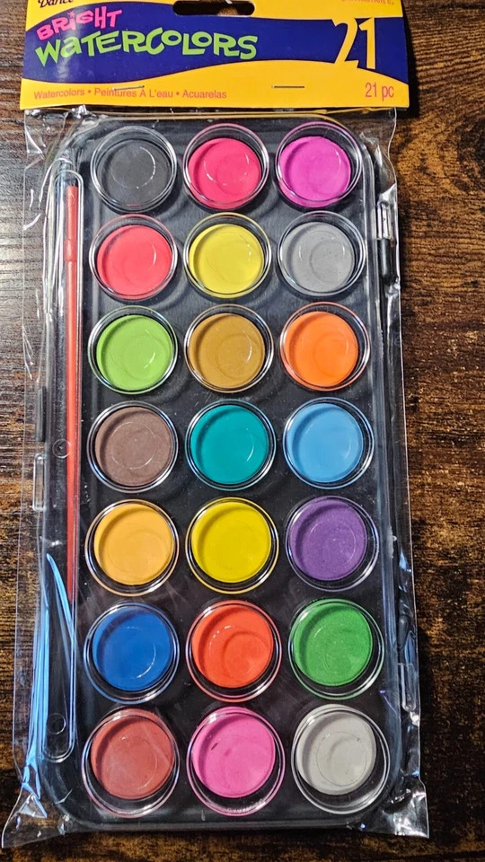 Darice Bright Watercolor Paint Set With 1 Brush Palette Artists 21 Colors NEW - image 1 of 1