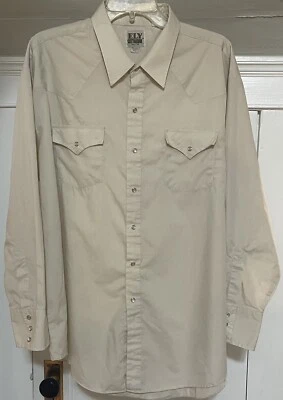 Camisa de manga larga lisa amarilla a presión perla XXL Ely Cattleman para hombre Foto 1 de 4