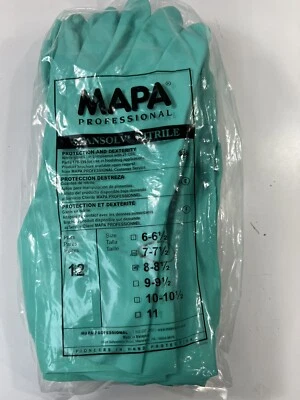 Paquete de 12 guantes resistentes a productos químicos Mapa Stansolv nitrilo AF-18 talla 7 7 1/2 nuevos Foto 1 de 4