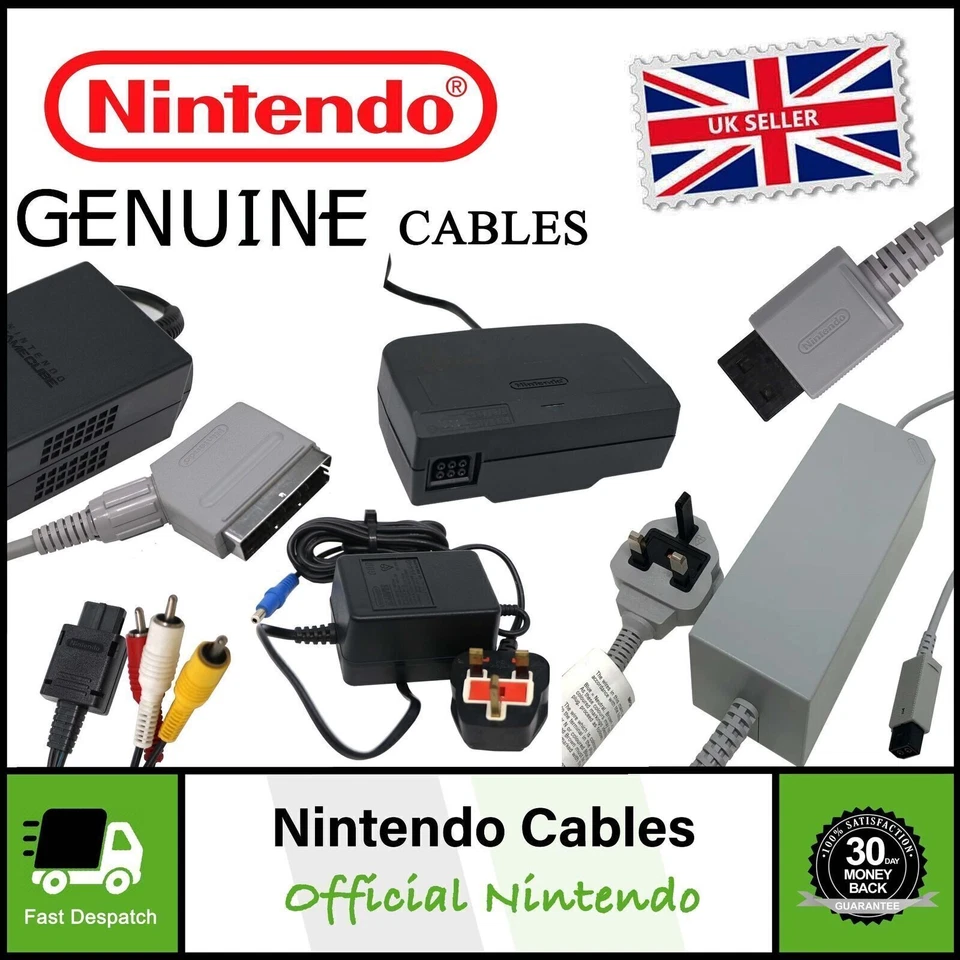 Cables Adaptors Plugs Nintendo Wii Gamecube Gameboy DS SNES N64 Official Genuine - Image 1 of 1