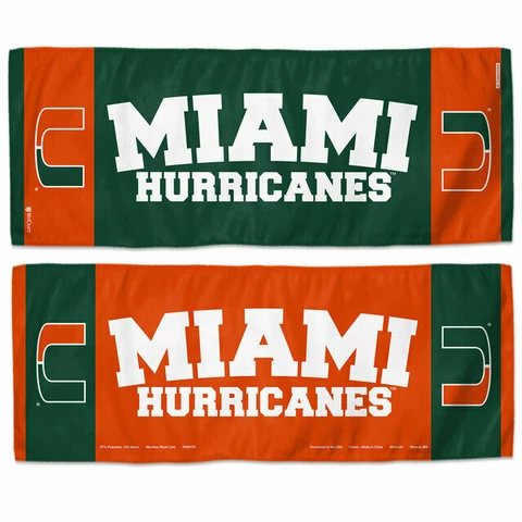 NCAA Miami Hurricanes 12x30 Double Sided Cooling Towel Keep Cool in Summer Cover