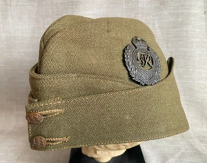 Antique WW2 Royal Engineers Regiment Field Officers Forage Side Cap & Badge - Picture 1 of 19