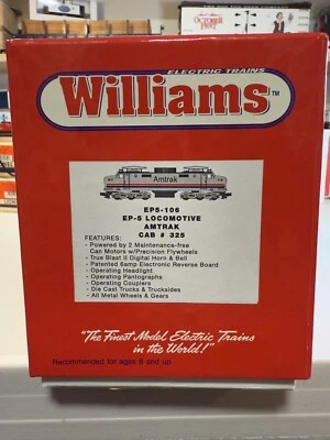 Williams EP5-106 O Scale Amtrak EP-5 Power A Locomotive Horn & Bell New Open Box - Image 1 of 4