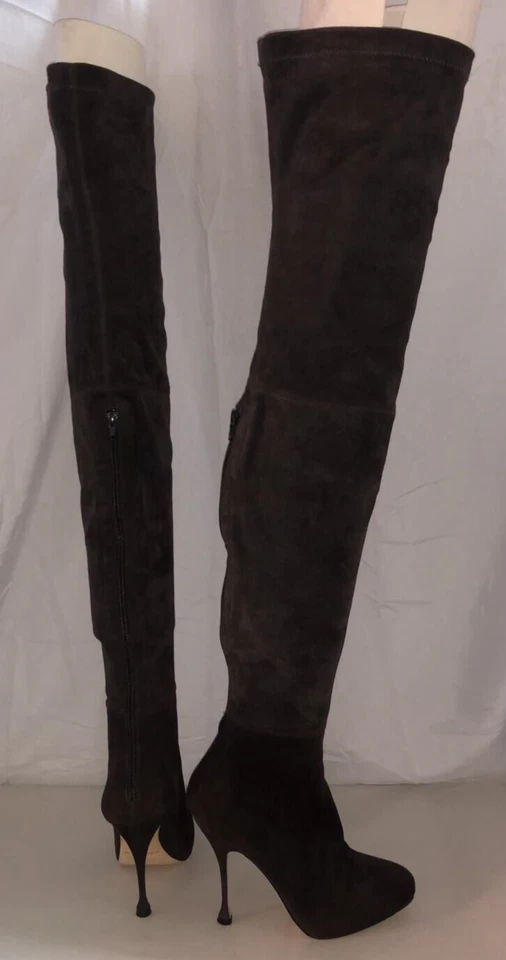 40.5/9.5❤️Brian Atwood Stretch Suede Over Knee Thigh High Heel Boots ITALY OTK - Image 1 of 4