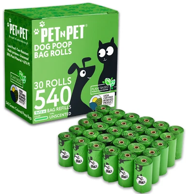Pet N Pet Poop Bags For Dogs Green 540 Counts Unscented Dog Poop Bag Rolls