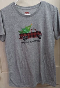 Holiday Time Damen T-Shirt klein grau rot grün Weihnachtsbaum Truck - Bild 1 von 3