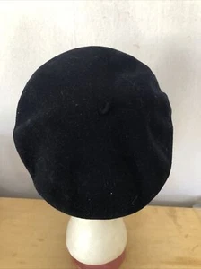 VTG Kangol Luxor Black Wool Beret Hat Lined Cleator Cumberland England 6 7/8 - Picture 1 of 6