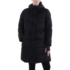 Steve Madden Womens Black Quilted Anorak Puffer Jacket Outerwear S BHFO 1561 - Picture 1 of 3