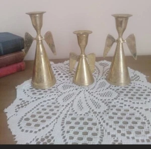 Engel Kerzenständer - 3er Set / Weihnachtskerzenhalter / Messing Kerzenständer - Bild 1 von 6