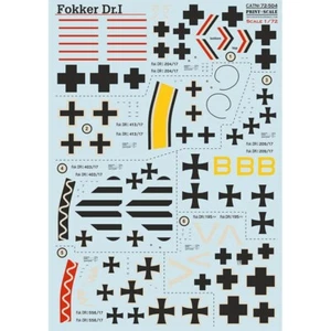 Fokker Dr I DECALS Scale 1:72 Print Scale 72-504 - For Plastic Model Kit - Picture 1 of 9