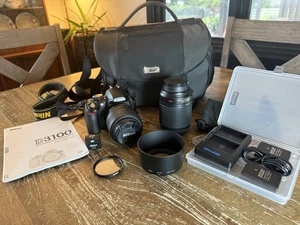 Nikon D3100 DSLR Camera Bundle 18-55mm & 55-200mm Lenses + Bag + Extras - Picture 1 of 20