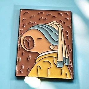 Enamel Pin Capybara Woman With A Pearl Earring Cappy Brooch Lapel Artist Art - Picture 1 of 5