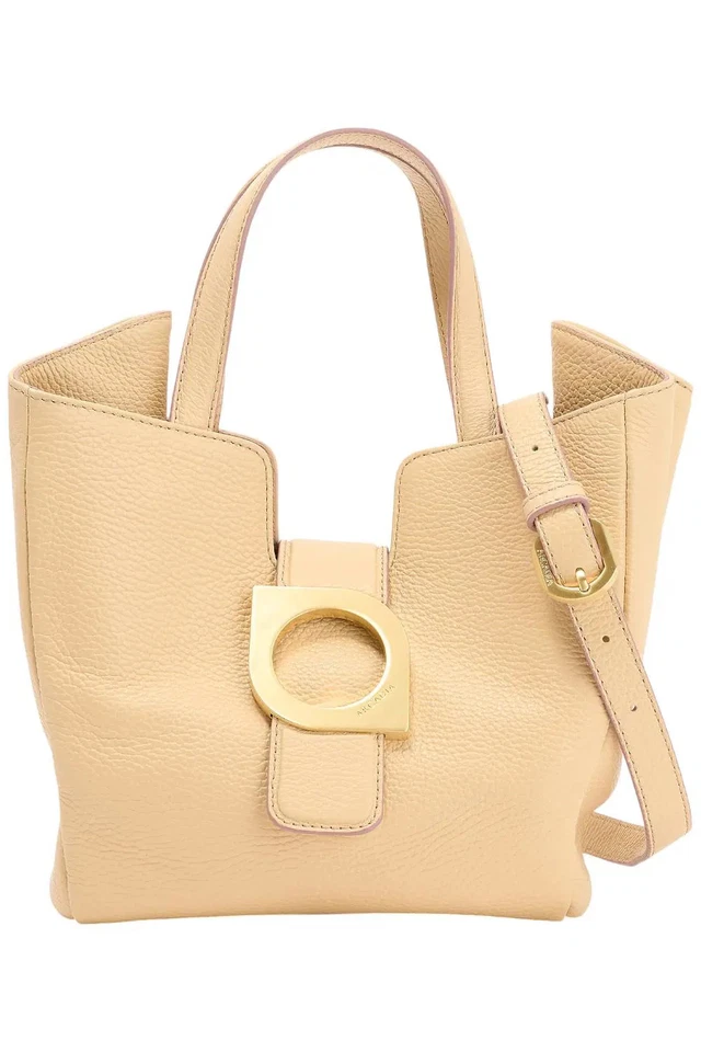 Arcadia Small Leather Top Handle Bia Bag with Crossbody Strap Beige - Image 1 of 1