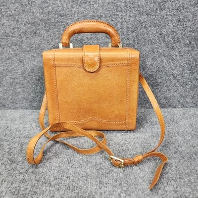 Bolso Bandolera Bolso Bandolera Vintage Marrón Cuero Genuino Años 60 70 Foto 1 de 4