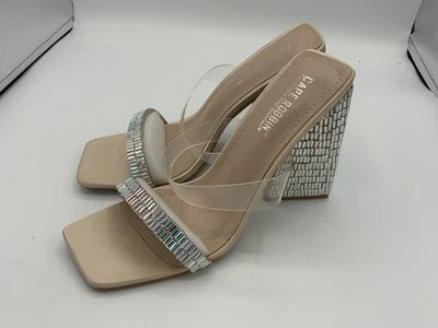 Cape Robbin Milus SlipOn Block Chunky Heels for Women, Nude Multicolor, Size 7 - Image 1 of 4