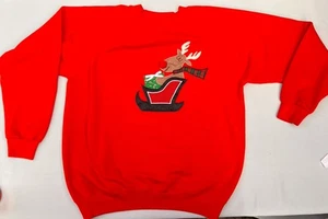Vintage 90s Reindeer Christmas Sweatshirt Crewneck Sew It Goes - Picture 1 of 9