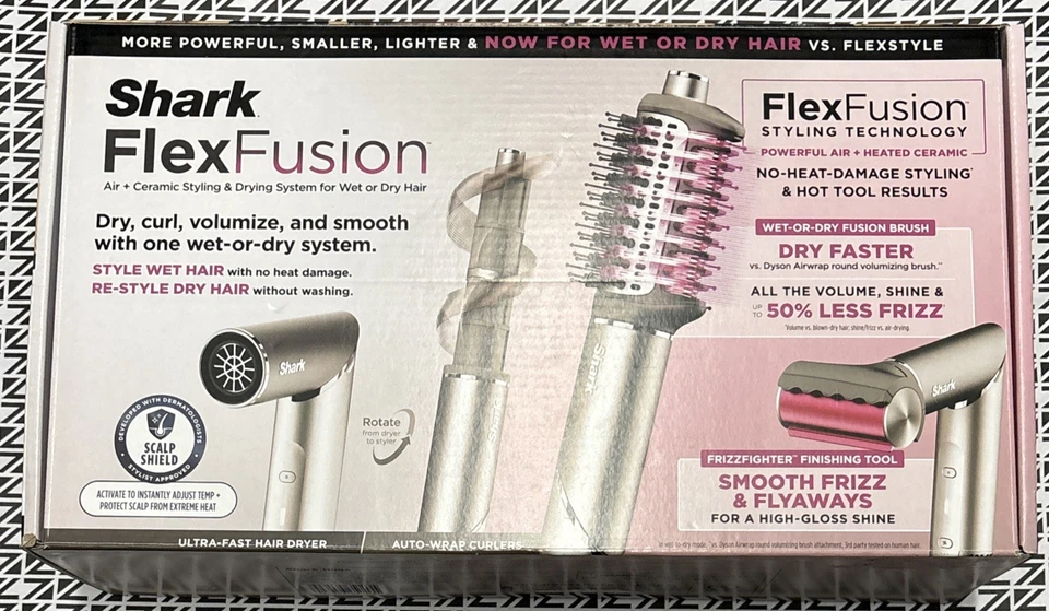 Shark FlexFusion Hair Dryer with Fusion Hair Brush, Ceramic Air Styler HD641 NEW - Image 1 of 4