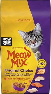 Comida seca para gatos Meow Mix Original Choice — croquetas para gatos adultos — Bolsa de 6,3 lb — NUEVA Foto 1 de 4