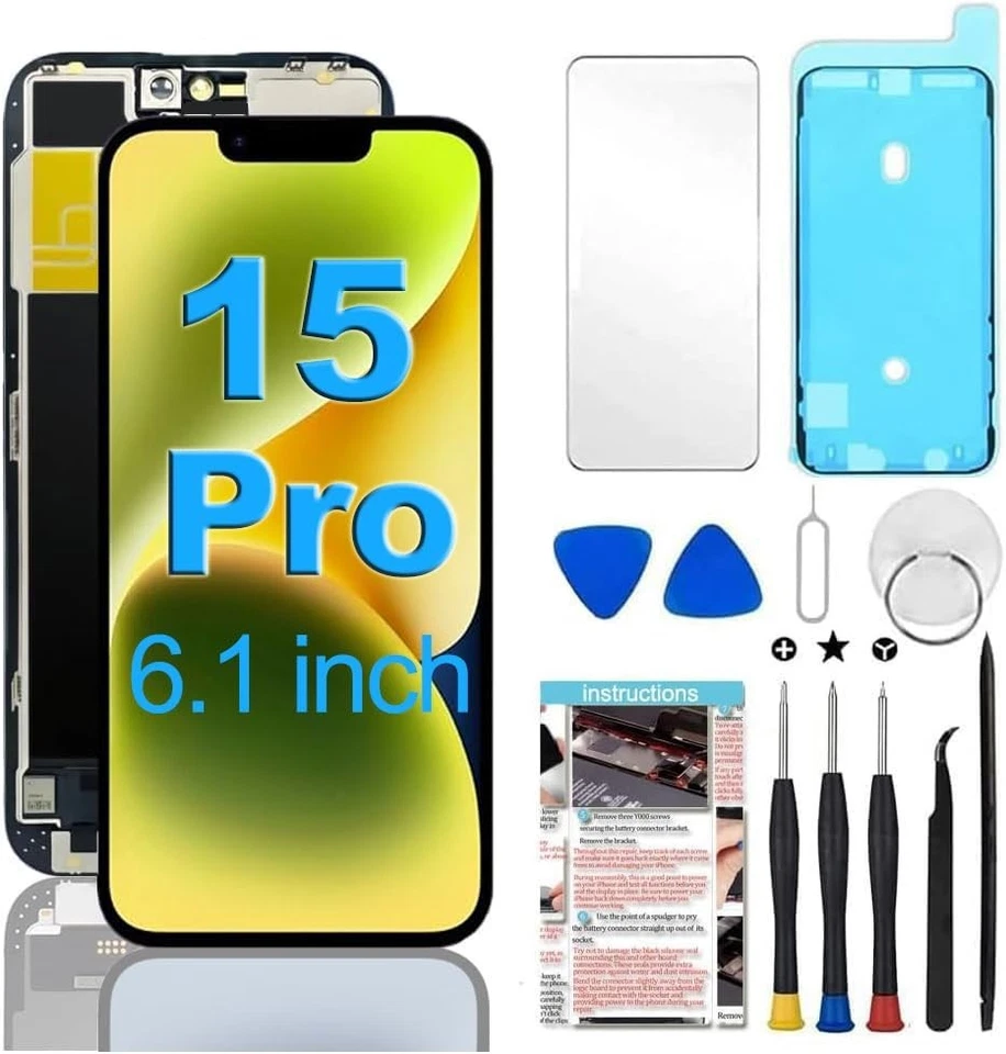 Fixerman 屏幕替换件 适用于 iPhone 15 Pro 6.1 英寸 LCD 数字化仪 带工具 — 第 1/1 张图片