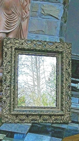 ANTIQUE 19c ITALIAN WOOD CARVED GILT ORNATE DOUBLE FRAME MIRROR Cover