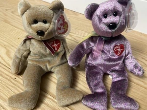 Ty Retired Rare Beanie Baby Set of 2 - 1999 & 2000 Signature Bears! MWMT! - Bild 1 von 7